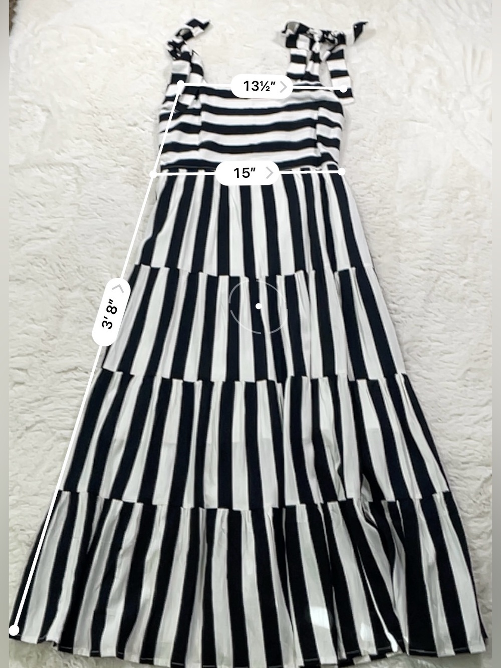 Striped Black & White Tie-Shoulder Maxi Dress - Picture 2 of 7